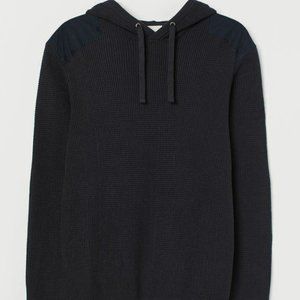 H&M Woven Waffle Knit Hoodie Elbow/Shoulder Patches